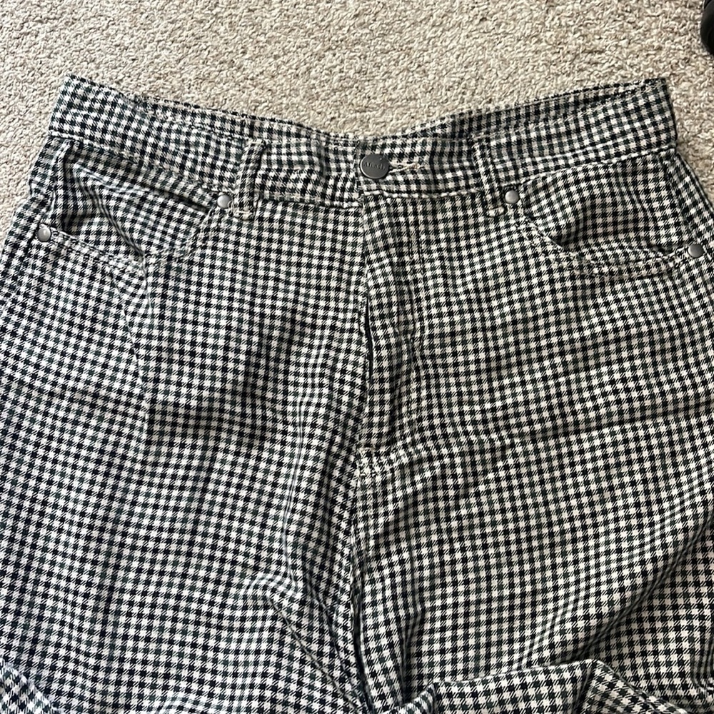 Afends Green Gingham Wide Leg Trouser Pants - Picture 2 of 4